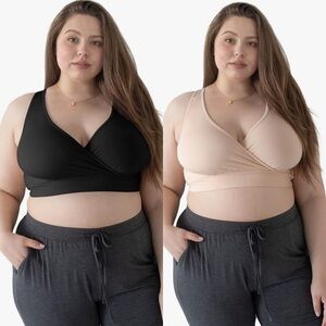 2 (Black and Tan) Kindred Bravely French Terry Nursing Bras